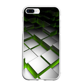 Чехол для iPhone 7Plus/8 Plus матовый с принтом Куб в Екатеринбурге, Силикон | Область печати: задняя сторона чехла, без боковых панелей | зеленая | квадрат | куб | текстуры