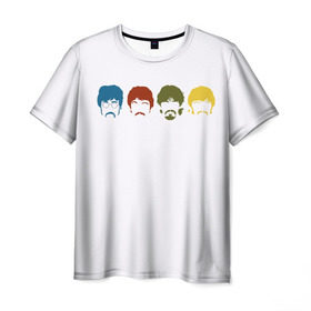 Мужская футболка 3D с принтом Beatles в Екатеринбурге, 100% полиэфир | прямой крой, круглый вырез горловины, длина до линии бедер | beatles | битлз | битлы | рок | рок н рол