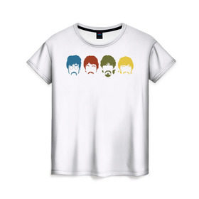 Женская футболка 3D с принтом Beatles в Екатеринбурге, 100% полиэфир ( синтетическое хлопкоподобное полотно) | прямой крой, круглый вырез горловины, длина до линии бедер | beatles | битлз | битлы | рок | рок н рол