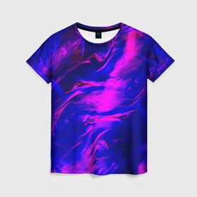Женская футболка 3D с принтом Глянцевые краски в Екатеринбурге, 100% полиэфир ( синтетическое хлопкоподобное полотно) | прямой крой, круглый вырез горловины, длина до линии бедер | red | абстракция | глянец | краска | красный | текстуры