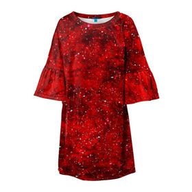 Детское платье 3D с принтом Red Star в Екатеринбурге, 100% полиэстер | прямой силуэт, чуть расширенный к низу. Круглая горловина, на рукавах — воланы | абстракция | арт | брызги | краска | красный | цветные