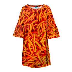Детское платье 3D с принтом Морковь в Екатеринбурге, 100% полиэстер | прямой силуэт, чуть расширенный к низу. Круглая горловина, на рукавах — воланы | морковь | овощи | оранжевый | салат
