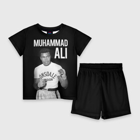 Детский костюм с шортами 3D с принтом Muhammad Ali в Екатеринбурге,  |  | ali | boxing | muhammad ali |   |  muhammad |  бокс | али | боксер | мухамад. мухаммад | мухаммед | мухаммед али