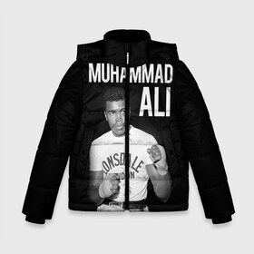 Зимняя куртка для мальчиков 3D с принтом Muhammad Ali в Екатеринбурге, ткань верха — 100% полиэстер; подклад — 100% полиэстер, утеплитель — 100% полиэстер | длина ниже бедра, удлиненная спинка, воротник стойка и отстегивающийся капюшон. Есть боковые карманы с листочкой на кнопках, утяжки по низу изделия и внутренний карман на молнии. 

Предусмотрены светоотражающий принт на спинке, радужный светоотражающий элемент на пуллере молнии и на резинке для утяжки | ali | boxing | muhammad ali |   |  muhammad |  бокс | али | боксер | мухамад. мухаммад | мухаммед | мухаммед али