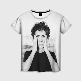 Женская футболка 3D с принтом Zemfira в Екатеринбурге, 100% полиэфир ( синтетическое хлопкоподобное полотно) | прямой крой, круглый вырез горловины, длина до линии бедер | zemfira | земфира | рок | русский рок