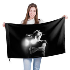 Флаг 3D с принтом Земфира в Екатеринбурге, 100% полиэстер | плотность ткани — 95 г/м2, размер — 67 х 109 см. Принт наносится с одной стороны | zemfira | земфира | рок | русский рок