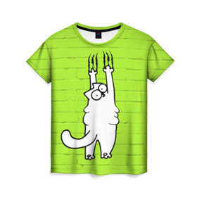 Женская футболка 3D с принтом Simon`s cat 3 в Екатеринбурге, 100% полиэфир ( синтетическое хлопкоподобное полотно) | прямой крой, круглый вырез горловины, длина до линии бедер | fitness | kitty | simon cat | simons | simons cat | голодный кот | для жирных | для толстых | жир | кот | кот саймона | котик | кошка | с котами | саймон | спорт | толстая | толстый | фитнес | фитнесс