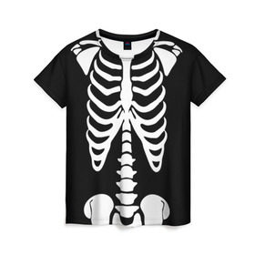 Женская футболка 3D с принтом Скелет в Екатеринбурге, 100% полиэфир ( синтетическое хлопкоподобное полотно) | прямой крой, круглый вырез горловины, длина до линии бедер | bones | halloween | кости | костюм | прикол | прикольная картинка | скелет | тело | хеллоуин