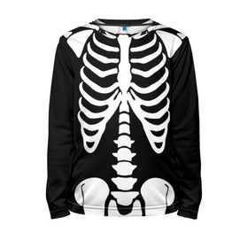 Детский лонгслив 3D с принтом Скелет в Екатеринбурге, 100% полиэстер | длинные рукава, круглый вырез горловины, полуприлегающий силуэт
 | bones | halloween | кости | костюм | прикол | прикольная картинка | скелет | тело | хеллоуин