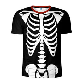 Мужская футболка 3D спортивная с принтом Скелет в Екатеринбурге, 100% полиэстер с улучшенными характеристиками | приталенный силуэт, круглая горловина, широкие плечи, сужается к линии бедра | bones | halloween | кости | костюм | прикол | прикольная картинка | скелет | тело | хеллоуин