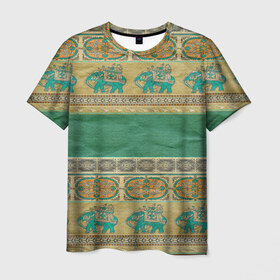 Мужская футболка 3D с принтом Орнамент в Екатеринбурге, 100% полиэфир | прямой крой, круглый вырез горловины, длина до линии бедер | индия | орнамент | слон | узон