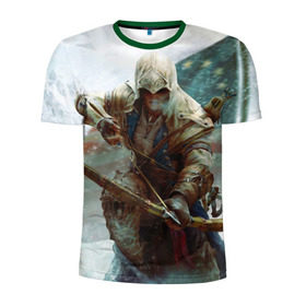 Мужская футболка 3D спортивная с принтом Assassins в Екатеринбурге, 100% полиэстер с улучшенными характеристиками | приталенный силуэт, круглая горловина, широкие плечи, сужается к линии бедра | ассасин | игра