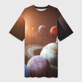 Платье-футболка 3D с принтом Планеты солнечной системы в Екатеринбурге,  |  | Тематика изображения на принте: венера | звезды | земля | космос | марс | меркурий | сатурн | солнце | уран | юпитер