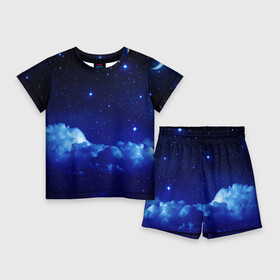 Детский костюм с шортами 3D с принтом Звёздное небо в Екатеринбурге,  |  | звезды | луна | месяц | ночь