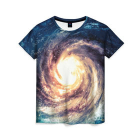 Женская футболка 3D с принтом Млечный путь в Екатеринбурге, 100% полиэфир ( синтетическое хлопкоподобное полотно) | прямой крой, круглый вырез горловины, длина до линии бедер | вселенная | галактика | звезды | планеты | туманность