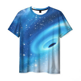 Мужская футболка 3D с принтом Неизведанная галактика в Екатеринбурге, 100% полиэфир | прямой крой, круглый вырез горловины, длина до линии бедер | вселенная | галактика | звёзды | камета | космос | метеориты | метеоры | млечный путь | орбита | планеты | солнечная система