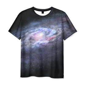 Мужская футболка 3D с принтом Млечный путь в Екатеринбурге, 100% полиэфир | прямой крой, круглый вырез горловины, длина до линии бедер | вселенная | галактика | звёзды | камета | космос | метеориты | метеоры | млечный путь | орбита | планеты | солнечная система