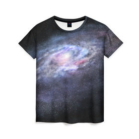 Женская футболка 3D с принтом Млечный путь в Екатеринбурге, 100% полиэфир ( синтетическое хлопкоподобное полотно) | прямой крой, круглый вырез горловины, длина до линии бедер | вселенная | галактика | звёзды | камета | космос | метеориты | метеоры | млечный путь | орбита | планеты | солнечная система