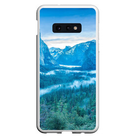 Чехол для Samsung S10E с принтом Горный пейзаж в Екатеринбурге, Силикон | Область печати: задняя сторона чехла, без боковых панелей | горный хребет | горы | каньон | лес | пейзаж | речка | туман | ущелье