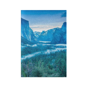 Обложка для паспорта матовая кожа с принтом Горный пейзаж в Екатеринбурге, натуральная матовая кожа | размер 19,3 х 13,7 см; прозрачные пластиковые крепления | Тематика изображения на принте: горный хребет | горы | каньон | лес | пейзаж | речка | туман | ущелье