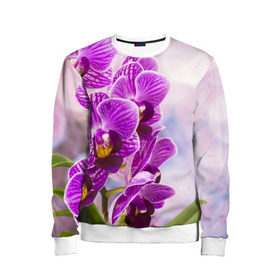 Детский свитшот 3D с принтом Божественная орхидея в Екатеринбурге, 100% полиэстер | свободная посадка, прямой крой, мягкая тканевая резинка на рукавах и понизу свитшота | 8 марта | букет | весна | красота | куст | лето | орхидея | подарок | сиреневый цвет | цветок | шикарный цветочек