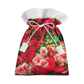 Подарочный 3D мешок с принтом Роскошный букет в Екатеринбурге, 100% полиэстер | Размер: 29*39 см | 8 марта | блеск | гвоздики | красный | красота | невероятный | огромный букет | пёстрый | праздник | розы | роскошный | цветы | шикарный