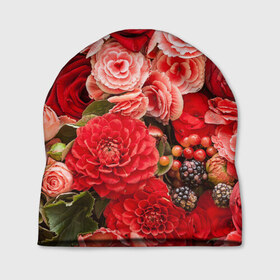 Шапка 3D с принтом Шикарный букет в Екатеринбурге, 100% полиэстер | универсальный размер, печать по всей поверхности изделия | 8 марта | блеск | гвоздики | красный | красота | невероятный | огромный букет | пёстрый | праздник | розы | роскошный | цветы | шикарный