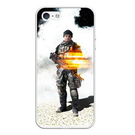 Чехол силиконовый для Телефон Apple iPhone 5/5S с принтом Battlefield 4 Soldier в Екатеринбурге, Силикон | Область печати: задняя сторона чехла, без боковых панелей | art | battlefield