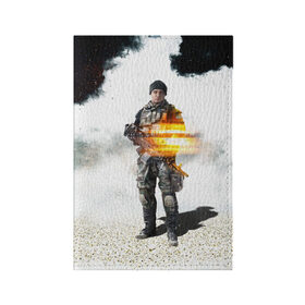 Обложка для паспорта матовая кожа с принтом Battlefield 4 Soldier в Екатеринбурге, натуральная матовая кожа | размер 19,3 х 13,7 см; прозрачные пластиковые крепления | Тематика изображения на принте: art | battlefield