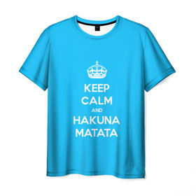 Мужская футболка 3D с принтом hakuna matata в Екатеринбурге, 100% полиэфир | прямой крой, круглый вырез горловины, длина до линии бедер | 