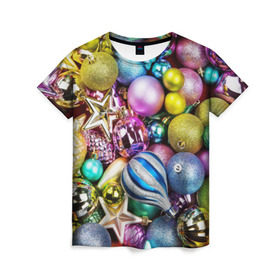 Женская футболка 3D с принтом Новый год в Екатеринбурге, 100% полиэфир ( синтетическое хлопкоподобное полотно) | прямой крой, круглый вырез горловины, длина до линии бедер | елочные | игрушки | новогодний | разноцветный | рождество | украшения