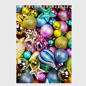 Скетчбук с принтом Новый год в Екатеринбурге, 100% бумага
 | 48 листов, плотность листов — 100 г/м2, плотность картонной обложки — 250 г/м2. Листы скреплены сверху удобной пружинной спиралью | елочные | игрушки | новогодний | разноцветный | рождество | украшения