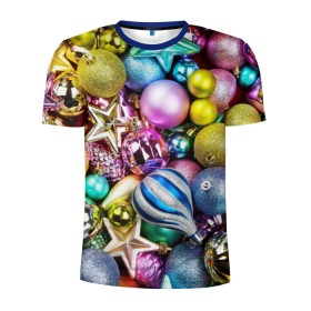 Мужская футболка 3D спортивная с принтом Новый год в Екатеринбурге, 100% полиэстер с улучшенными характеристиками | приталенный силуэт, круглая горловина, широкие плечи, сужается к линии бедра | елочные | игрушки | новогодний | разноцветный | рождество | украшения
