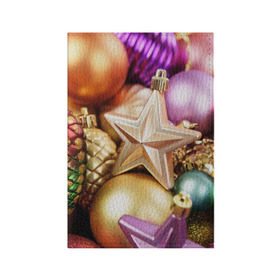 Обложка для паспорта матовая кожа с принтом Игрушки с ёлки в Екатеринбурге, натуральная матовая кожа | размер 19,3 х 13,7 см; прозрачные пластиковые крепления | новогодний | рождество | шарики