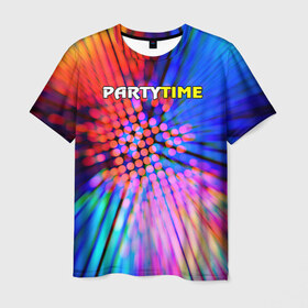 Мужская футболка 3D с принтом Party time в Екатеринбурге, 100% полиэфир | прямой крой, круглый вырез горловины, длина до линии бедер | party time | время тусить | клуб | тусовка