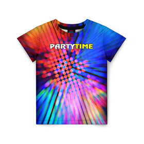 Детская футболка 3D с принтом Party time в Екатеринбурге, 100% гипоаллергенный полиэфир | прямой крой, круглый вырез горловины, длина до линии бедер, чуть спущенное плечо, ткань немного тянется | party time | время тусить | клуб | тусовка