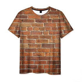 Мужская футболка 3D с принтом Кирпичи в Екатеринбурге, 100% полиэфир | прямой крой, круглый вырез горловины, длина до линии бедер | Тематика изображения на принте: бетон | камень | кирпич | мощь | стена | строительство | стройка | цемент