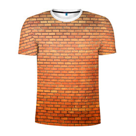 Мужская футболка 3D спортивная с принтом Кирпичная стена в Екатеринбурге, 100% полиэстер с улучшенными характеристиками | приталенный силуэт, круглая горловина, широкие плечи, сужается к линии бедра | Тематика изображения на принте: камень | кирпич | стена