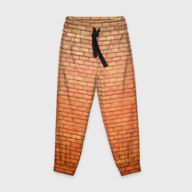 Детские брюки 3D с принтом Кирпичная стена в Екатеринбурге, 100% полиэстер | манжеты по низу, эластичный пояс регулируется шнурком, по бокам два кармана без застежек, внутренняя часть кармана из мелкой сетки | камень | кирпич | стена