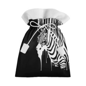 Подарочный 3D мешок с принтом Зебра в Екатеринбурге, 100% полиэстер | Размер: 29*39 см | граффити | зебра | искусство | прикольные картинки | чёрно белое