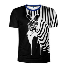 Мужская футболка 3D спортивная с принтом Зебра в Екатеринбурге, 100% полиэстер с улучшенными характеристиками | приталенный силуэт, круглая горловина, широкие плечи, сужается к линии бедра | граффити | зебра | искусство | прикольные картинки | чёрно белое