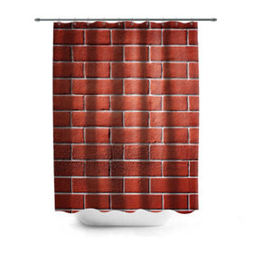 Штора 3D для ванной с принтом Красный кирпич в Екатеринбурге, 100% полиэстер | плотность материала — 100 г/м2. Стандартный размер — 146 см х 180 см. По верхнему краю — пластиковые люверсы для креплений. В комплекте 10 пластиковых колец | Тематика изображения на принте: бетон | камень | кирпич | мощь | стена | строительство | стройка | цемент