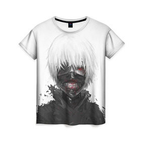 Женская футболка 3D с принтом Tokyo Ghoul в Екатеринбурге, 100% полиэфир ( синтетическое хлопкоподобное полотно) | прямой крой, круглый вырез горловины, длина до линии бедер | anime | ghoul | tokyo | tokyo ghoul | гуль