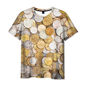 Мужская футболка 3D с принтом Российские монетки в Екатеринбурге, 100% полиэфир | прямой крой, круглый вырез горловины, длина до линии бедер | Тематика изображения на принте: money | валюта | деньги | копейка | лавэ | мелочёвка | мелочь | монетки | монеты | россия | рубль | филки