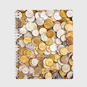Тетрадь с принтом Российские монетки в Екатеринбурге, 100% бумага | 48 листов, плотность листов — 60 г/м2, плотность картонной обложки — 250 г/м2. Листы скреплены сбоку удобной пружинной спиралью. Уголки страниц и обложки скругленные. Цвет линий — светло-серый
 | money | валюта | деньги | копейка | лавэ | мелочёвка | мелочь | монетки | монеты | россия | рубль | филки