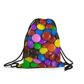 Рюкзак-мешок 3D с принтом Цветные конфетки в Екатеринбурге, 100% полиэстер | плотность ткани — 200 г/м2, размер — 35 х 45 см; лямки — толстые шнурки, застежка на шнуровке, без карманов и подкладки | вкусняшки | драже | конфеты | лакомство | сладости | шоколад