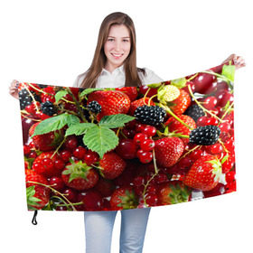 Флаг 3D с принтом Любимые ягоды в Екатеринбурге, 100% полиэстер | плотность ткани — 95 г/м2, размер — 67 х 109 см. Принт наносится с одной стороны | вкусно | голубика | дача | деревня | ежевика | зелень | клубника | малина | огород | полезно | сад | смородина | сок | фрукты | черника | шиповник | ягоды