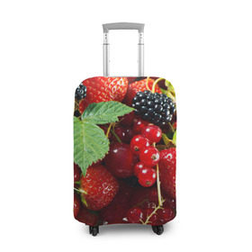 Чехол для чемодана 3D с принтом Любимые ягоды в Екатеринбурге, 86% полиэфир, 14% спандекс | двустороннее нанесение принта, прорези для ручек и колес | вкусно | голубика | дача | деревня | ежевика | зелень | клубника | малина | огород | полезно | сад | смородина | сок | фрукты | черника | шиповник | ягоды