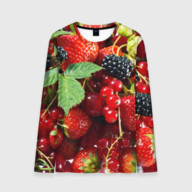 Мужской лонгслив 3D с принтом Любимые ягоды в Екатеринбурге, 100% полиэстер | длинные рукава, круглый вырез горловины, полуприлегающий силуэт | вкусно | голубика | дача | деревня | ежевика | зелень | клубника | малина | огород | полезно | сад | смородина | сок | фрукты | черника | шиповник | ягоды