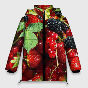Женская зимняя куртка 3D с принтом Любимые ягоды в Екатеринбурге, верх — 100% полиэстер; подкладка — 100% полиэстер; утеплитель — 100% полиэстер | длина ниже бедра, силуэт Оверсайз. Есть воротник-стойка, отстегивающийся капюшон и ветрозащитная планка. 

Боковые карманы с листочкой на кнопках и внутренний карман на молнии | вкусно | голубика | дача | деревня | ежевика | зелень | клубника | малина | огород | полезно | сад | смородина | сок | фрукты | черника | шиповник | ягоды